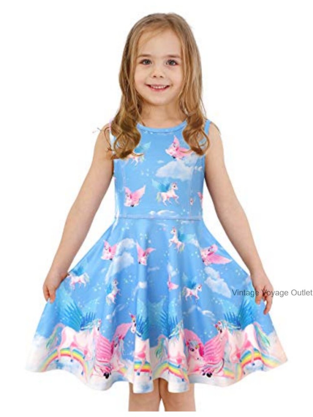LaBeca Girls Unicorn Mermaid Twirly Casual Dress Kids 2-9 Years